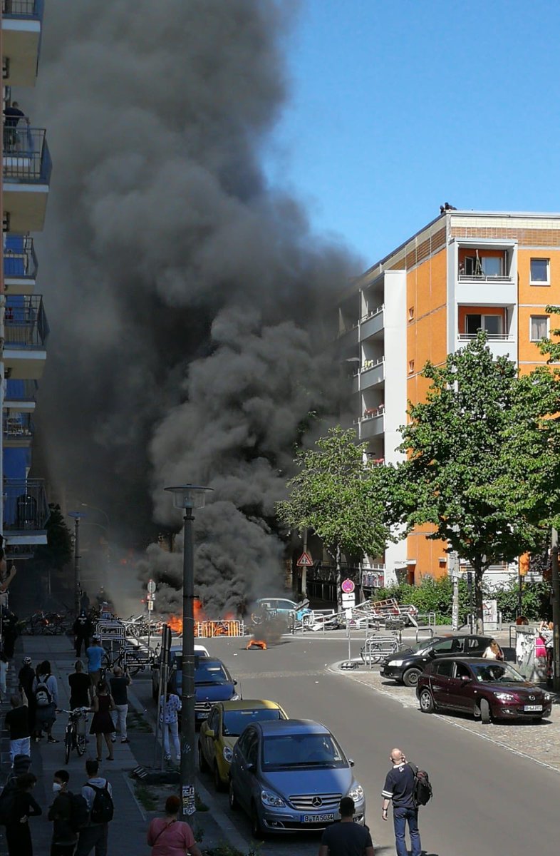 BeccaCHenry's tweet photo. There's a big protest going on at the top of our street right now. They're burning bikes, cars, trash bins, tyres and setting off fireworks. I understand the desire to protest, but it sucks when it turns to damage and destruction. Also, Appa is terrified. https://t.co/RLbrMdPpSD