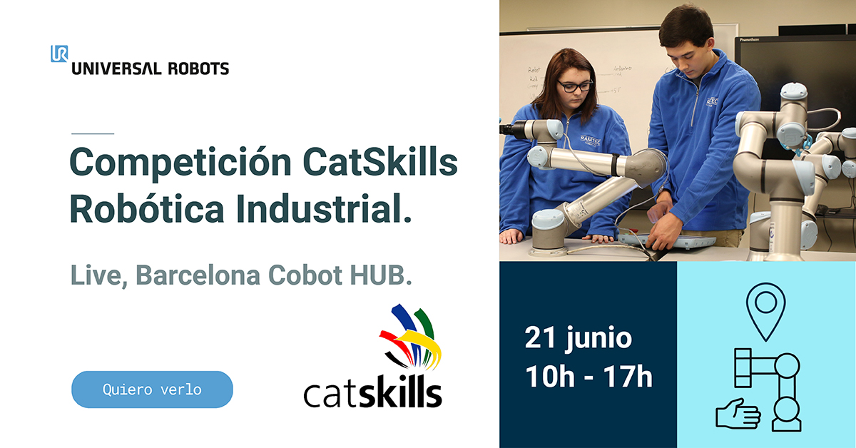 🦾Por primera vez la competición #CatSkills incorpora la especialidad de robótica industrial, ¡y la final tendrá lugar en nuestro Hub de Robótica Colaborativa de #Barcelona este 21 de junio!

¡Vive en directo por streaming la gran final! universal-robots.com/es/catskills/2…

#CatSkillsCobots