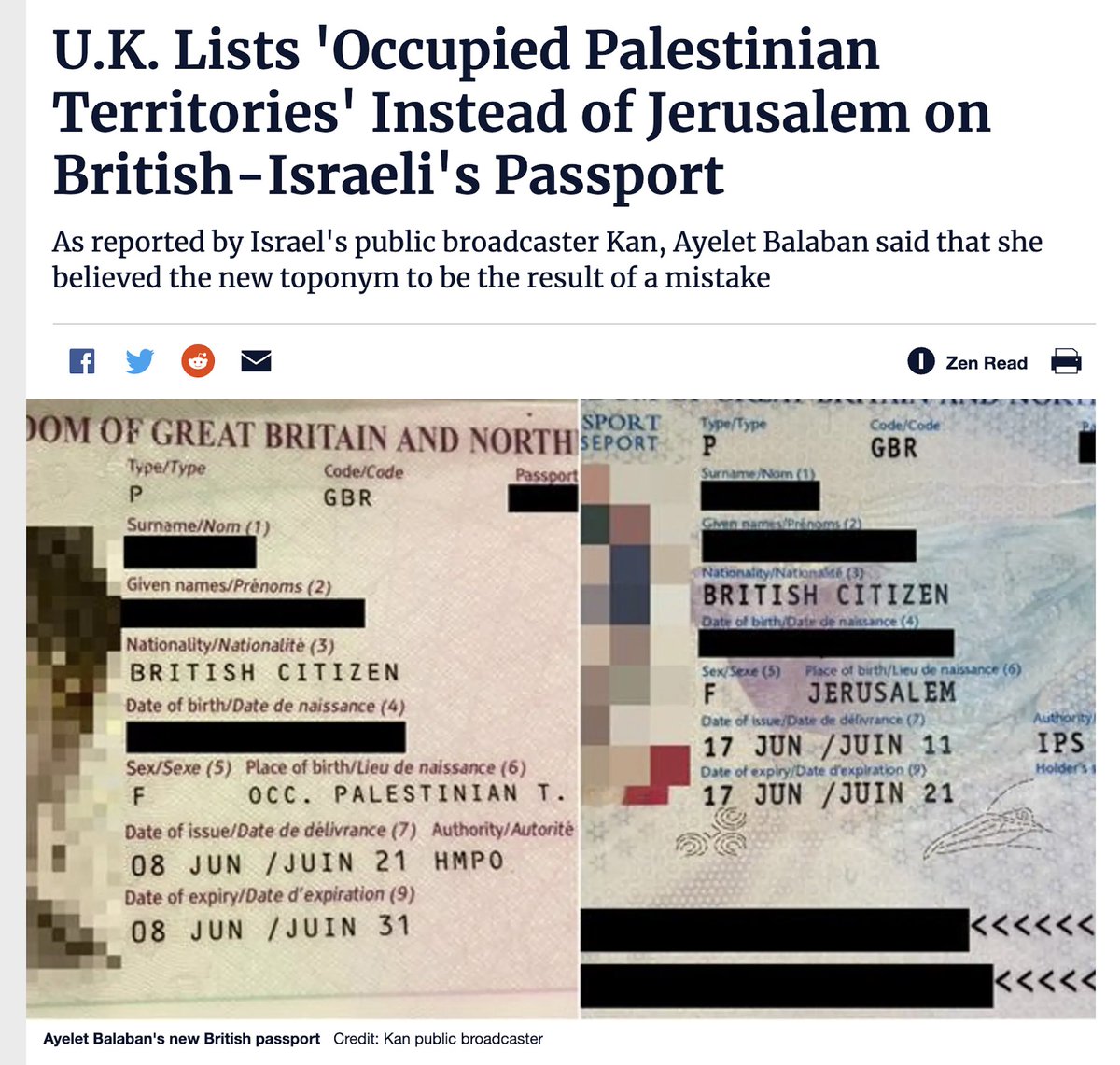 Mistake or new British policy?

#UK Lists 'Occupied #Palestinian Territories' Instead of #Jerusalem on British-Israeli's Passport