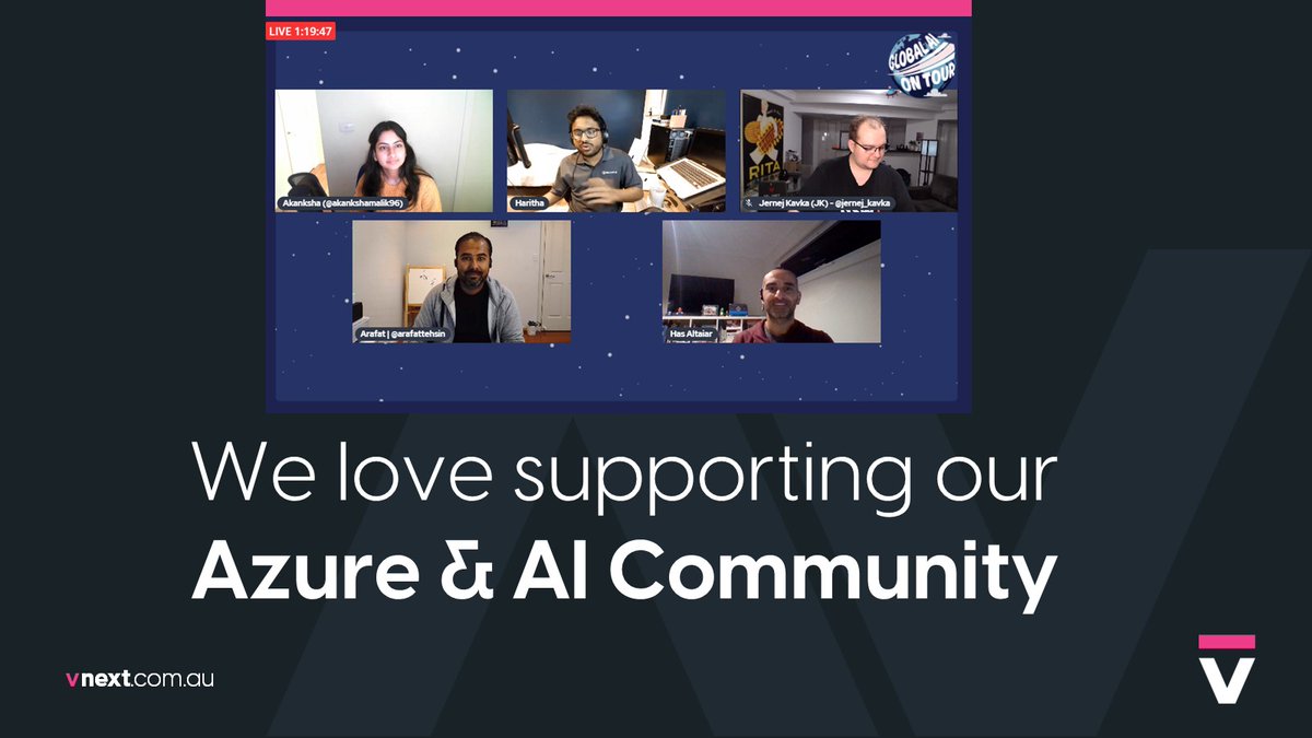 VNEXT_AU's tweet photo. We love supporting our @Azure and #AI community, and great to see all the Australian @Microsoft #MVPs tonight at the #GlobalAIOnTour
We are proud of our people, and love seeing them be an active and contributing part to the community. Well done @hasaltaiar
#azure #BigData #mlops https://t.co/gdE5lpenC8