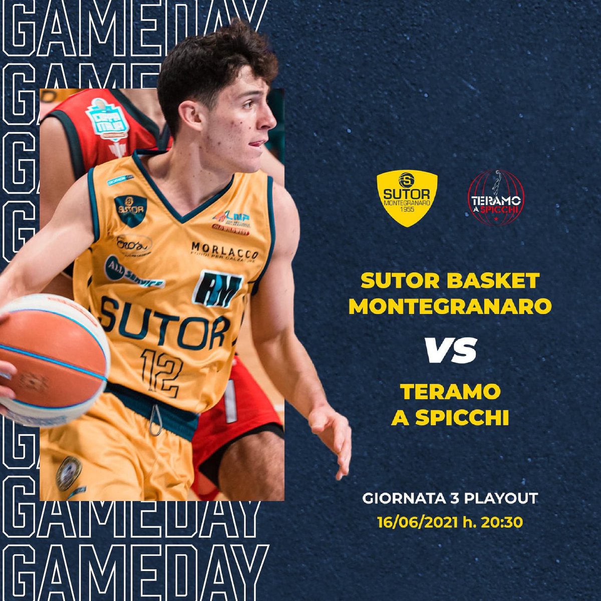 sutorbasket's tweet photo. GAMEDAY !
🏀 Gara 3 playout di #SerieB
🆚 Teramo a spicchi - TASP
🏟️ Bombonera
⏰ Ore 20:30
🎬 DIRETTA su LNP Pass a pagamento
🎤 Radiocronaca live della partita su https://t.co/voRrlNqMVt e  sulla nostra pagina Facebook 

#Sutor #LaNostraPassione https://t.co/X064dEuCW4