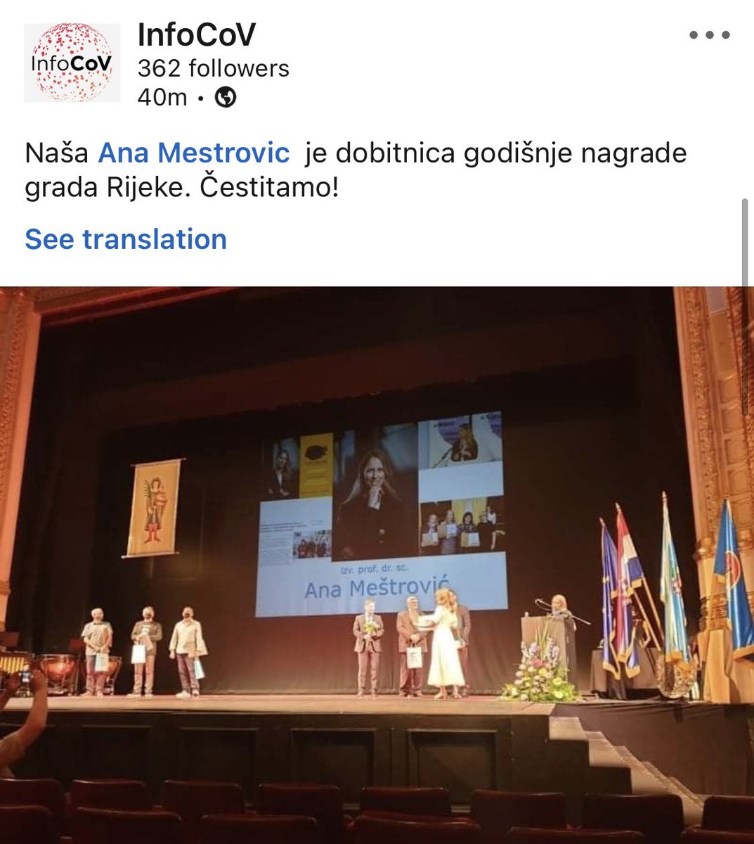 Čestitke <a href="/AnaMestrovic78/">Ana Meštrović</a> i <a href="/InfoCoV3/">InfoCoV</a> 💚
Dobitnici nagrada Grada Rijeke: rijeka.hr/gradska-uprava… 
<a href="/WIDSCEE/">Women in Data Science - CEE</a> <a href="/WiDS_Croatia/">WiDS Zagreb 2020</a>