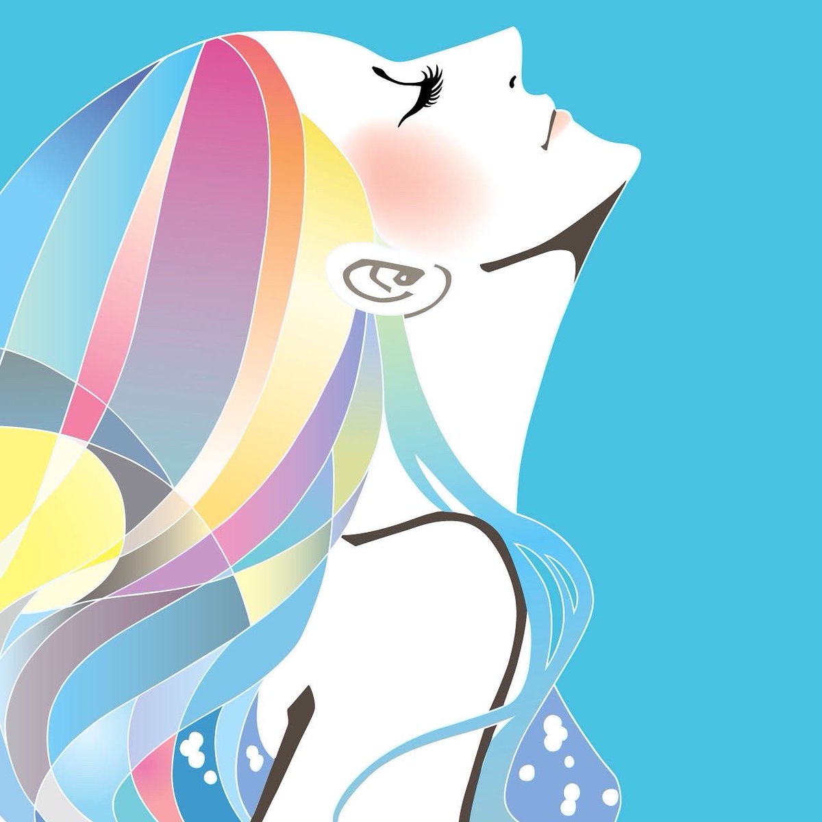 カンバラクニエ 女性 イラスト ECHO Kunie Kanbara　アート カンバラクニエ 木版画 - 竹笹堂オンラインショップ | 木版画 和紙製品