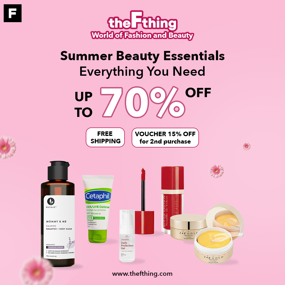 Get everything you need for a summer-like holiday with a special discount of up to 70% off + voucher 15% for the 2nd purchase only on The F Thing. 🌴☀️

#WorldOfFashionAndBeauty #SummerBeautyEssentials