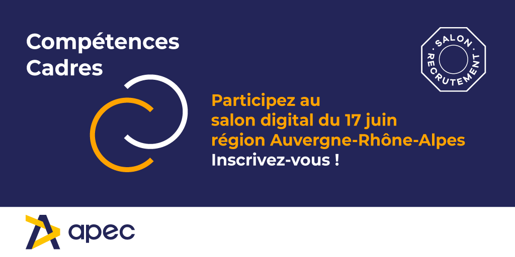 Apecfr's tweet photo. 📣C'est demain ❗❗Salon #recrutement #competencescadres Auvergne Rhône Alpes

De 8h30 à 19h et 100% en ligne

💥38 exposants 

💥267 offres d'emploi : matchez puis rencontrez !

💥RDV individuels avec des consultants Apec

Inscriptions 👉 https://t.co/G1O4RRgLyU
#JeunesDiplômés https://t.co/QcSVbltyVm