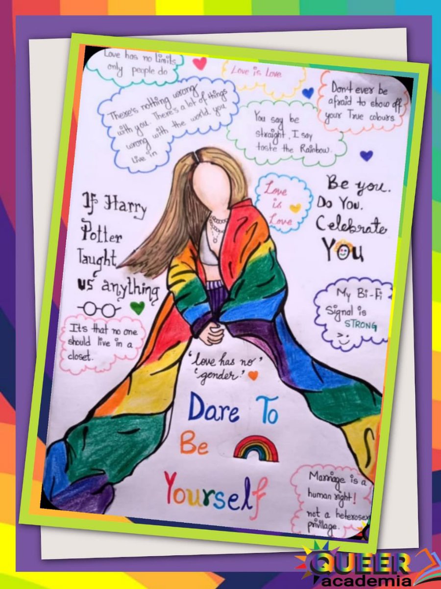Queer_Academia's tweet photo. #YourChromaticCreation 
Happy pride month everyone!🏳️‍🌈

A beautiful poster by Riya Shukla sent to us for our pride event- Chromatic Creations 

#LGBT #PrideMonth #gay #lesbian #bisexual #transgender #queer #art #pride #loveislove #Pride2021 https://t.co/XpuxbMbHME