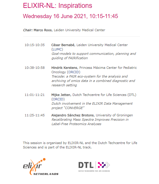 And at the second day of #biosb2021 <a href="/BioSB_nl/">BioSB</a> conference we will have the "ELIXIR-NL: Inspirations" session chaired by <a href="/MarcoRoos/">Marco Roos</a>, with <a href="/JettenMijke/">Mijke Jetten🌱</a>, César Bernabé, Hindrik Kerstens and Alejandro Sánchez Brotons! <a href="/ELIXIREurope/">ELIXIR Europe</a> #elixirconverge <a href="/ELIXIRNL/">ELIXIR-NL</a>