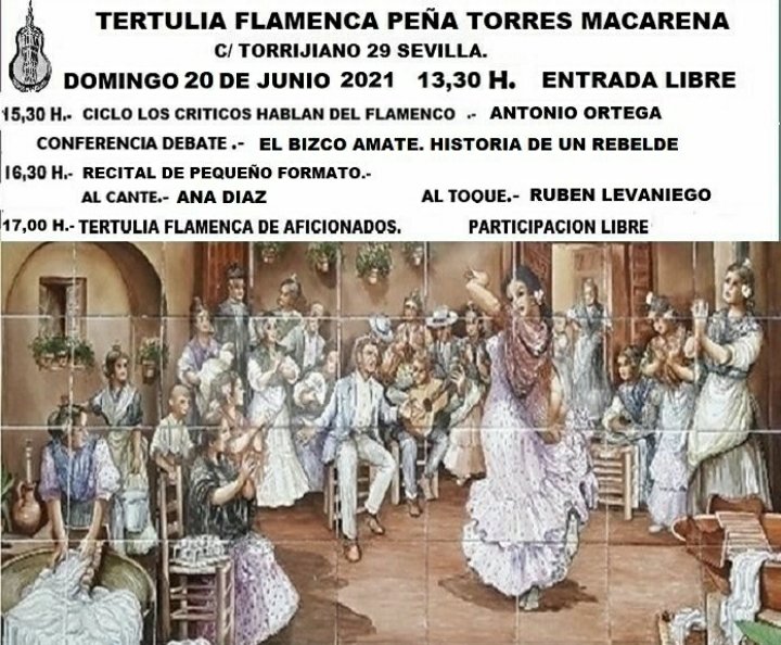 Torres Macarena: hoy baila Anabel Rivero, el viernes Susana Casas, el sábado homenaje a la Familia Fernandez y el domingo tertulia. Todos los espectáculos se pueden en streaming a través de peñaflamencatorresmacarena.com
