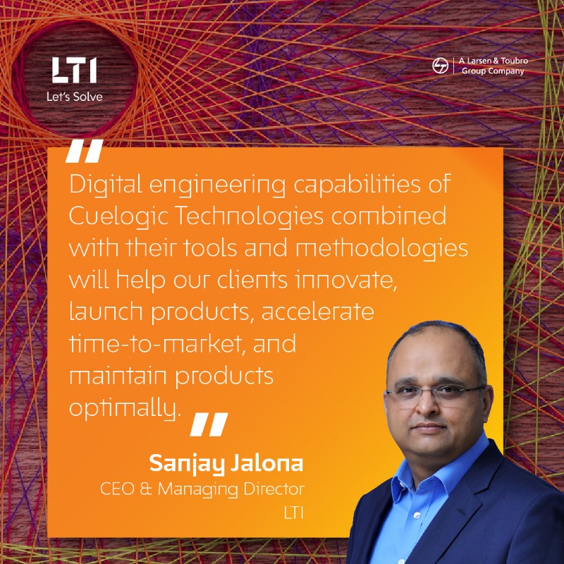 ltm_ofcl's tweet photo. LTI to acquire Digital Engineering Firm @Cuelogic Technologies to augment its cloud-native product development capabilities. This acquisition will also help us build and grow modern digital businesses for global enterprises ➡ https://t.co/sNdDAQ9cv8

#Acquisition #LetsSolve