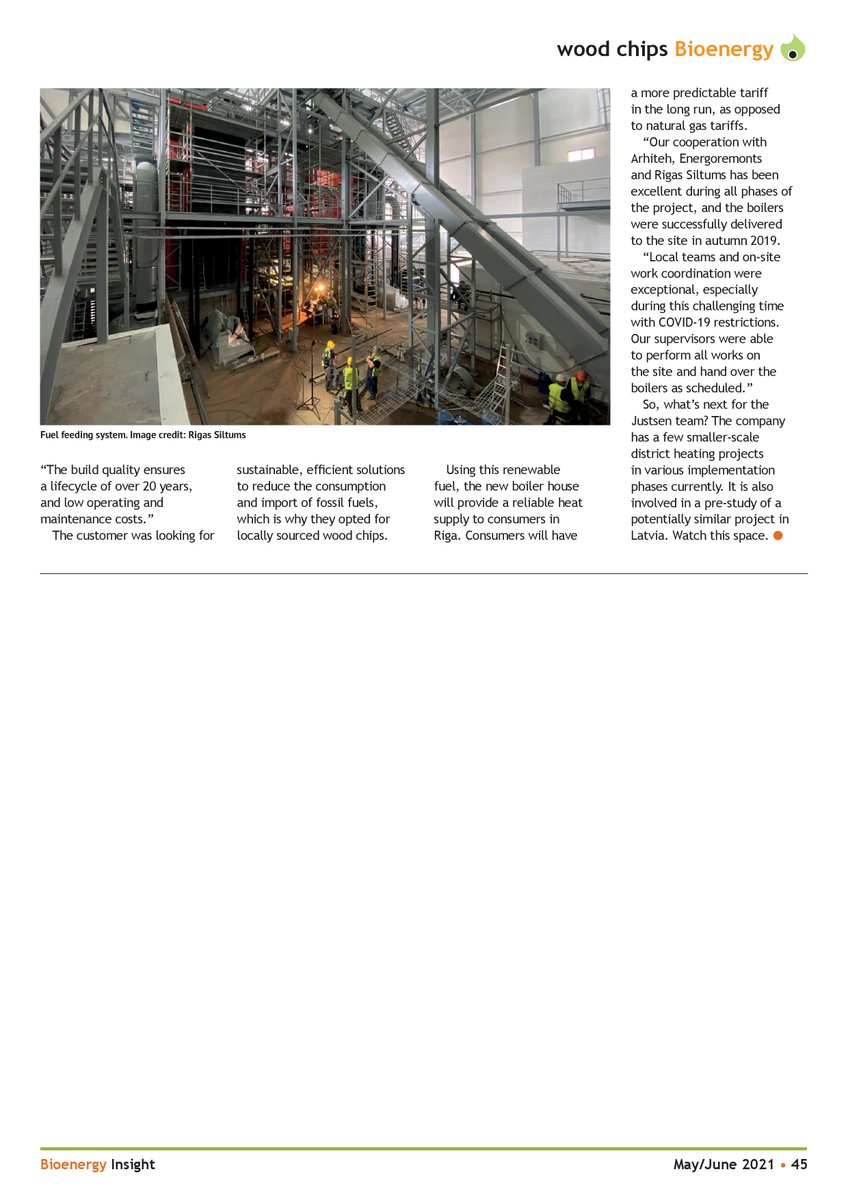 JustsenEnergi's tweet image. Have you read the latest @BioenergyInfo issue? Don't miss out on the one-and-a-half-page spread about one of our largest district heating projects - #Justsen #biomass boilers with a total capacity of 40 MW in Riga.
#rigassiltums #districtheating #bioenergy #Latvia