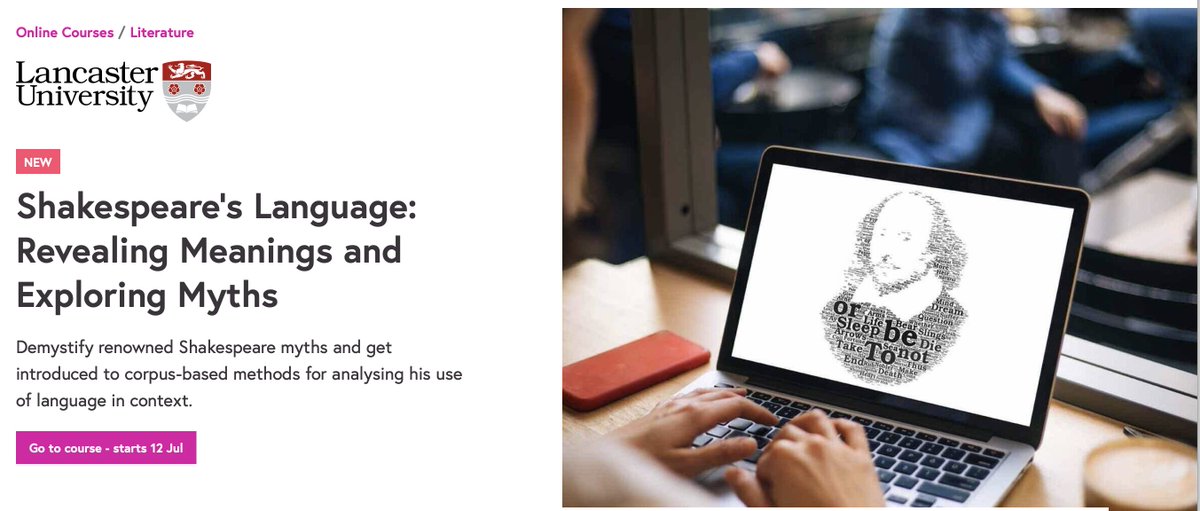 ShakespeareLang's tweet photo. The time has come! We are pleased to announce the launch of our free online course: “Shakespeare’s Language: Revealing Meanings and Exploring Myths”! It’ll run from 12th July for 4 weeks via @FutureLearn. 📚 💻 #ShakeLangMOOC https://t.co/1J8sCf9pFu https://t.co/xO4gI75obj
