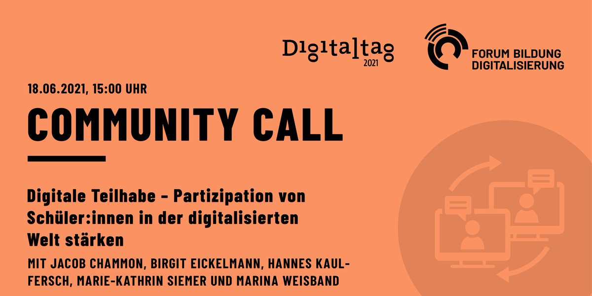 Wie können wir die #Partizipation von Schüler*innen in der digitalen Welt🌐 stärken? Darüber diskutiere ich am Freitag um 15 Uhr mit @Afelia, @prof_birgit, @ChammonJacob und weiteren Gästen.
Hier geht's zur Anmeldung ➡️ forumbd.de/veranstaltunge…