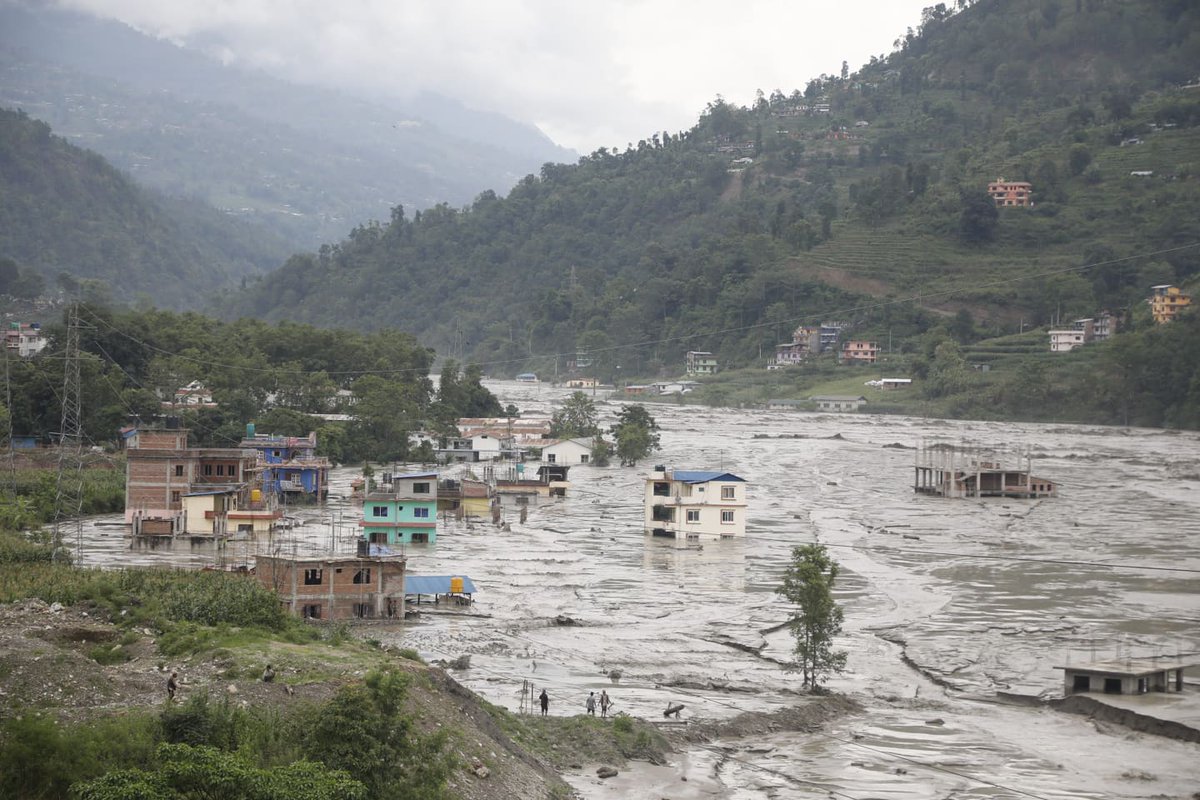 kathmandupost's tweet photo. PHOTOS: Destruction caused by floodwaters in Melamchi bazaar
Seven people have died, scores of houses, two concrete motorable bridges and around half a dozen suspension bridges were swept away. https://t.co/YYTjhTQ46K — by @AngadDhakal & @sthemanta https://t.co/xc1aEpBqnO