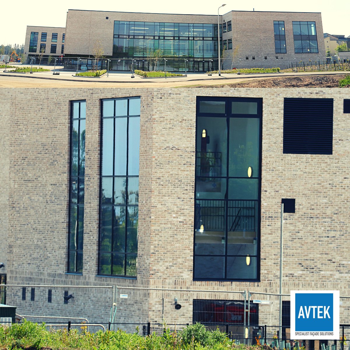 Avtek_Fife's tweet photo. #ProgressUpdate #MadrasCollege Avtek’s curtain walling, windows and doors solution progressing well at @BAMConstructUK  site in St Andrews. This project was designed in partnership with AHR https://t.co/QOChEHwFrl
