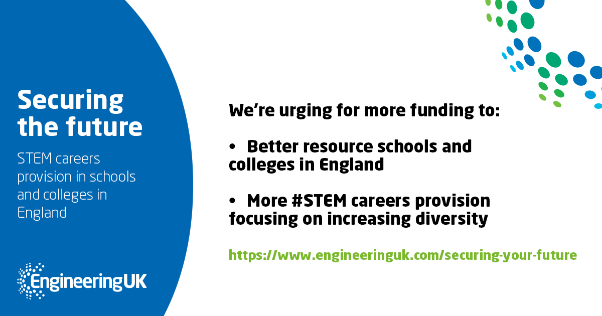 EngineeringUK are calling on government to invest £40 million in improving access to careers provision for students in schools and colleges in England to enable more young people to understand the opportunities available in STEM...  

bit.ly/3wtQysC 

#STEMcareers