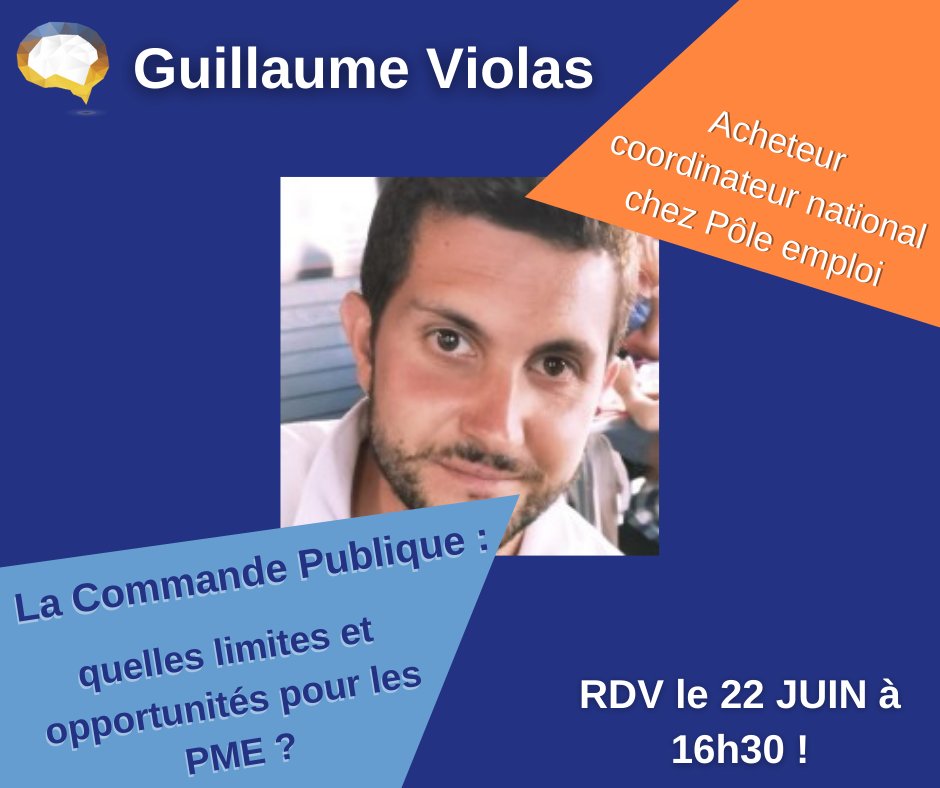 Le mardi 22 juin à 16h30, retrouvez Guillaume Violas, acheteur coordinateur national chez Pôle emploi, à notre prochain Dialogue Digital :
La #CommandePublique, quelles limites et opportunités pour les #PME ?

Inscrivez-vous gratuitement à l'#événement !👉 ow.ly/8vfC50F5DCh