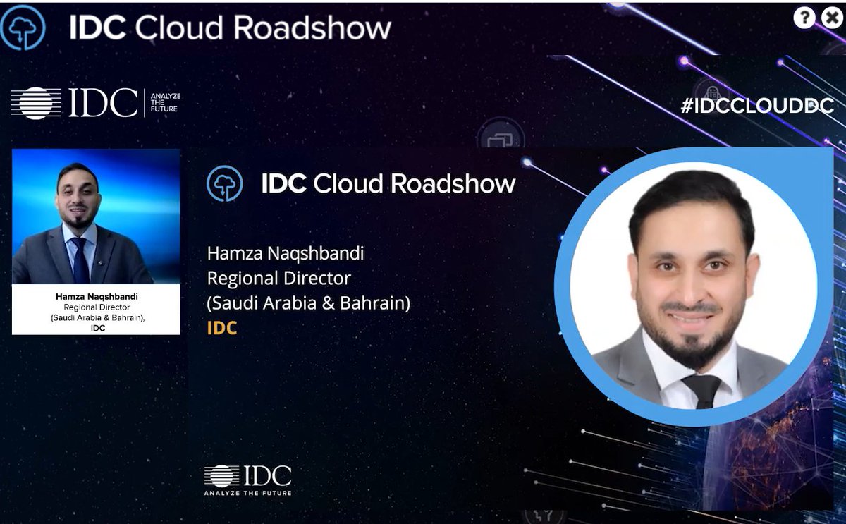 IDCMEA's tweet image. Hamza Naqshbandi, Regional Director (Saudi Arabia &amp;amp; Bahrain), @IDC @HamzaNaqshbandi welcomes all delegates, partners and speakers to the #IDCCLOUDDC #SaudiArabia #Digitalevent @smahadiwala5 @yashovardhen @MerveilVarghese @yashidc @RonitaDXB