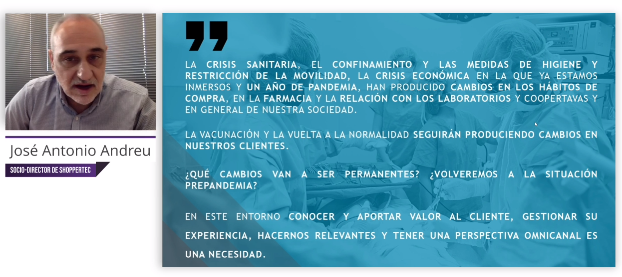 infarma_es's tweet photo. "Los hábitos de compra en las farmacias han cambiado. El 44% de los consumidores de #ConsumerHealth han cambiado su nivel de ingresos durante la pandemia" Jose Antonio Andreu, socio director de #Shoppertec 

#Infarma2021 https://t.co/UGIxaQCTfh