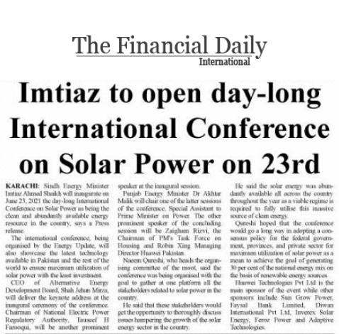 energy154's tweet photo. Pre event news coverage of Int'l Solar conference and expo Karachi
for details https://t.co/expsUnXvhA
@PkWomenInEnergy @wirectspk @naeemq @KElectricPk @EngroCorp @TabishGauharPK @Hammad_Azhar @GErenewables @Canadian_Solar @ISES_Solar #SolarPower #solarenetwork #solarenergy https://t.co/aIn7a3fcEV