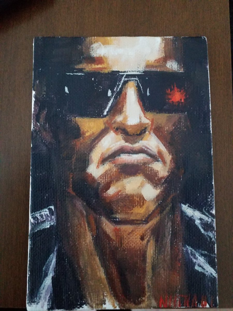 nigna_'s tweet photo. First test with the acrylics 
Canvas 10x15 
#Terminator #arnoldschwarzenegger #liquitex https://t.co/TyhmKNvtu0