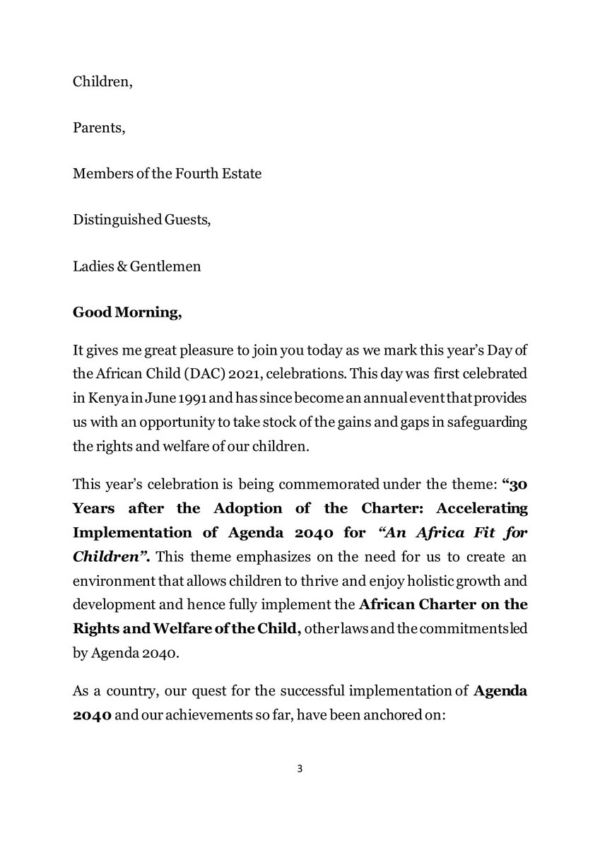 NCCS_Ke's tweet photo. Speech by the Cabinet Secretary Ministry of Labour and Social Protection - Mr. Simon Chelugui - EGH  on the Day of the African Child. #DAC2021 #AfricanChild #AfricaFitForChildren #Agenda2040 https://t.co/9KIG9IYI28