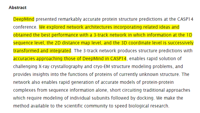 AlbertVilella's tweet image. Accurate prediction of protein structures and interactions using a 3-track network biorxiv.org/content/10.110… // #DeepMind #ProteinStructurePrediction