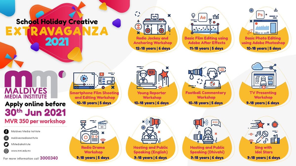 Our School Holiday Creative Extravaganza is back with more exciting workshops this year!
Take part in a variety of different workshops all from the comfort and safety of your homes.
Application Link: shorturl.at/ovJQ4
#stayhomestaysafe