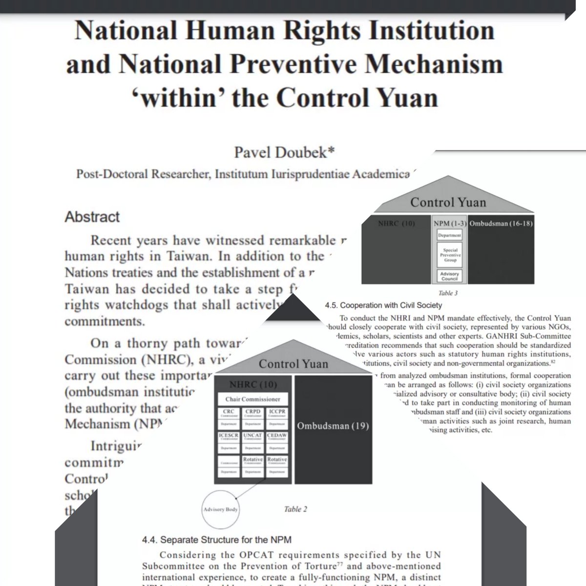 Happy to announce my new paper on Taiwan's ombudsman institution Control Yuan as #NPM and #nhrc taiwanhrj.org/contents/394 Given that #opcat has not yet been ratified, I hope it will help Taiwan authorities a little in ongoing consultation process.