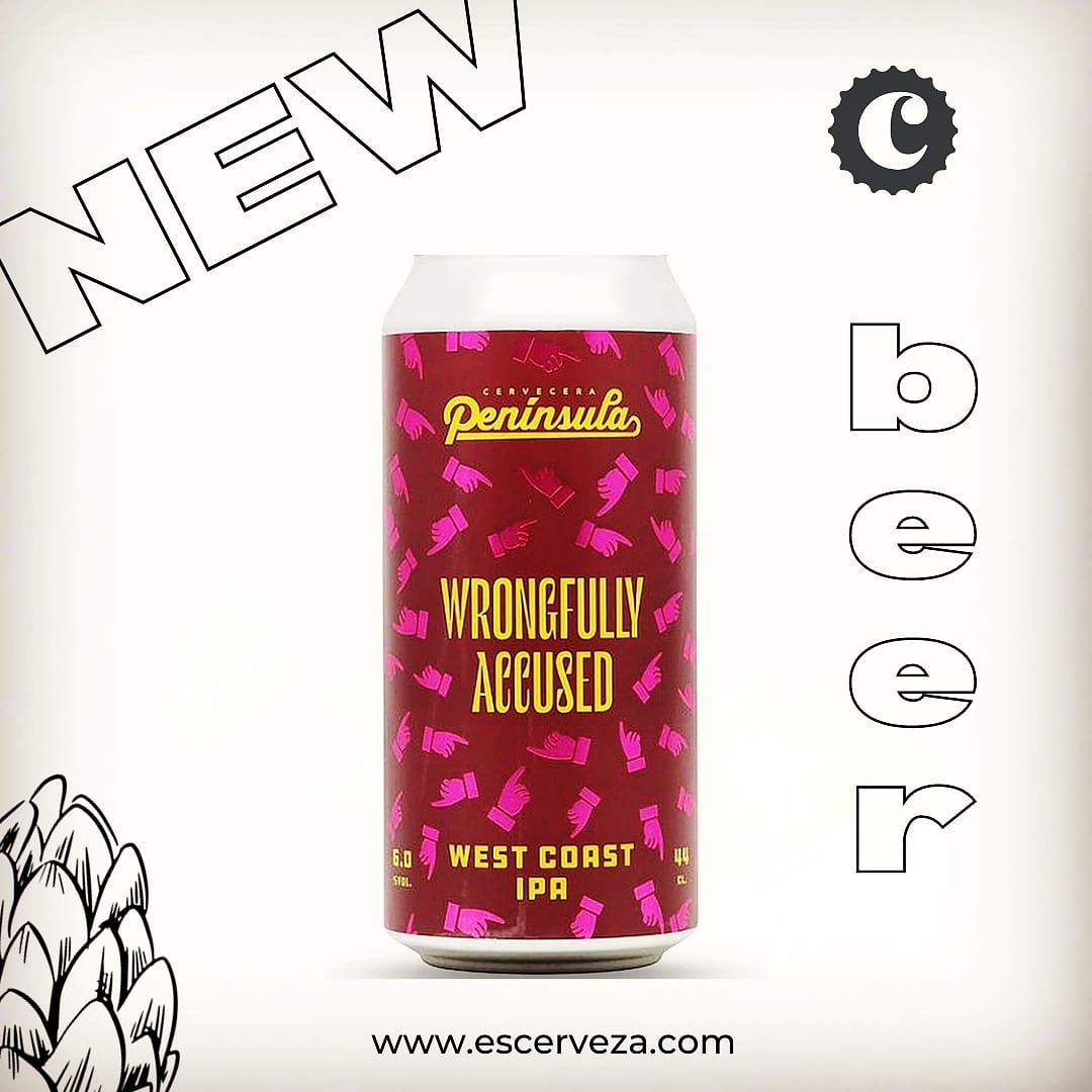 EscervezaC's tweet photo. Península Wrongfully Accused. Una West Coast IPA de 6% y trago limpio, con cuerpo ligero, finalizada con un dry-hop de lúpulos Simcoe, Citra y Mosaic que deja un agradable toque cítrico. 🍻👉 ya disponible en https://t.co/wJXFntdE4P 👈🍻 #cervezaartesanal  #cervezasipa https://t.co/osgu06GuiK
