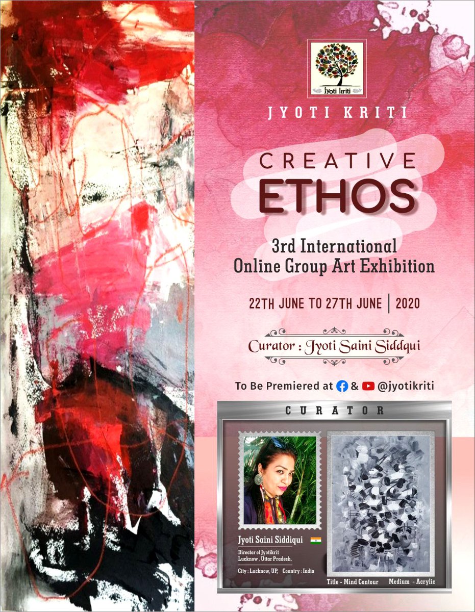 jyotiartists's tweet photo. So happy to share the selected participant artists of my upcoming international online group art exhibhition #CreativeEthos The untold stories of artists during world pandemic βπ¬πππΊπΊπΊπ¬ Invitation for you all πππΊπΊ @_AdilHussain @RandeepHooda @DhoopAshwini @afzalistan https://t.co/r4OFtJ0VX1
