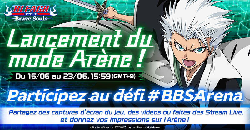bleachbrs_fr's tweet photo. #2 Lancement du mode Arène ! Participez au défi #BBSArena
Partagez des captures d'écran du jeu, vidéos ou vos Live Stream et donnez vos impressions sur l'arène en utilisant le #BBSArena pour une chance de gagner des goodies #BraveSouls !
Infos : https://t.co/kc7cw8aDon
#ArèneBBS https://t.co/dNieDPtaS7
