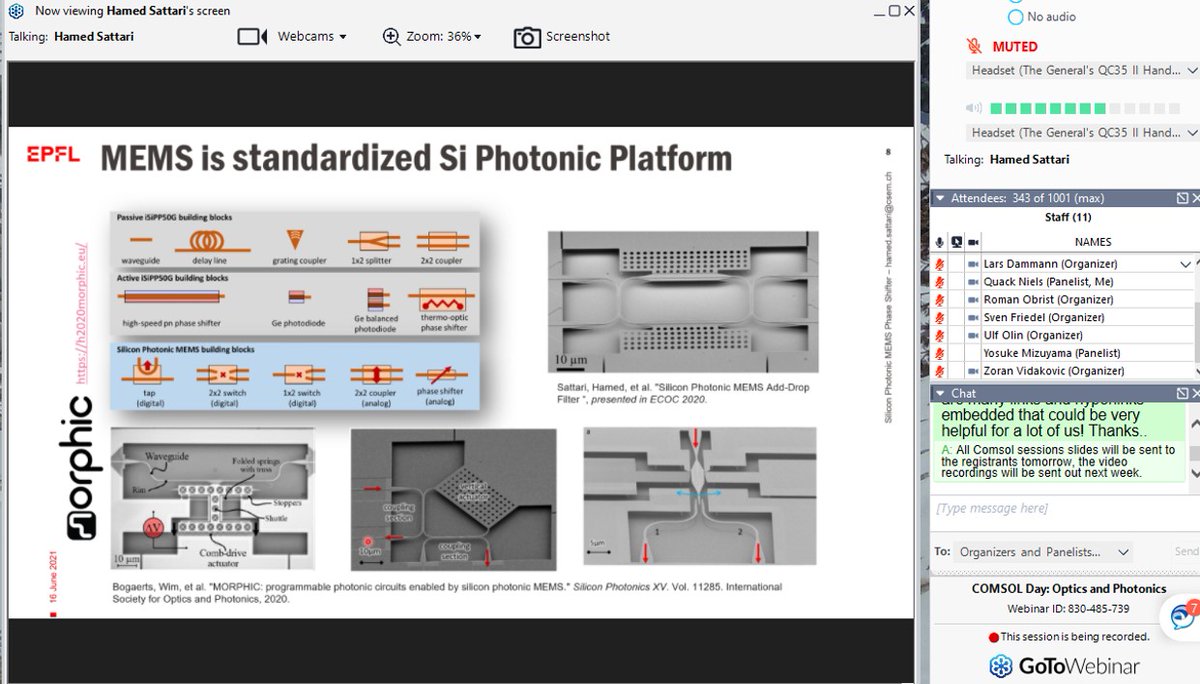 Niels Quack (@qlab_epfl) on Twitter photo Silicon Photonic MEMS Technology - fantastic showcase of a nano-opto-electro-mechanical systems (NOEMS) phase shifter multiphysics simulation at the Comsol Day by Dr. <a href="/Hamed_Sattari/">Hamed Sattari</a>, prominently highlighting the unrivaled potential of MEMS in Photonics! <a href="/H2020_Morphic/">H2020 MORPHIC</a> Silicon Photonic MEMS Technology - fantastic showcase of a nano-opto-electro-mechanical systems (NOEMS) phase shifter multiphysics simulation at the Comsol Day by Dr. <a href="/Hamed_Sattari/">Hamed Sattari</a>, prominently highlighting the unrivaled potential of MEMS in Photonics! <a href="/H2020_Morphic/">H2020 MORPHIC</a>
