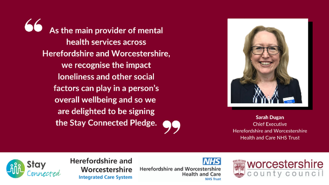 Worcestershire Older Adult Community Mental Health (@hwhct_oamh) on Twitter photo Recognising the impact loneliness can have on people’s mental health is among the reasons why Sarah Dugan, Chief Executive of <a href="/HWHCT_NHS/">Herefordshire and Worcestershire Health & Care NHS</a>, says they have signed the new ‘Stay Connected Pledge’. Find out why <a href="/worcscc/">Worcestershire County Council</a> and its partners are backing it here:
hacw.nhs.uk/news/trust-and… Recognising the impact loneliness can have on people’s mental health is among the reasons why Sarah Dugan, Chief Executive of <a href="/HWHCT_NHS/">Herefordshire and Worcestershire Health & Care NHS</a>, says they have signed the new ‘Stay Connected Pledge’. Find out why <a href="/worcscc/">Worcestershire County Council</a> and its partners are backing it here:
hacw.nhs.uk/news/trust-and…