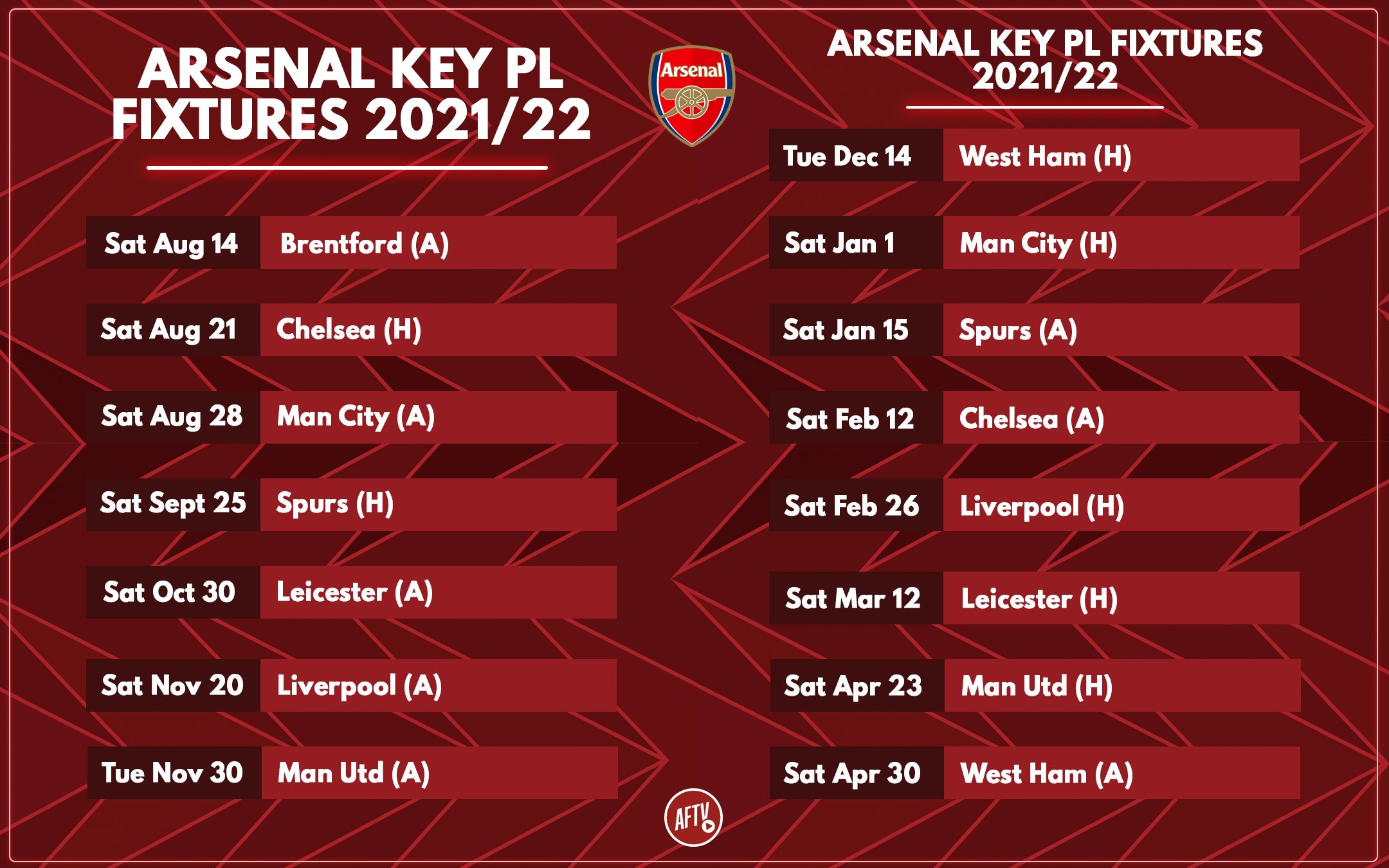 Arsenal - 📅 𝐓𝐡𝐞 𝟐𝟎𝟐𝟏/𝟐𝟐 𝐅𝐢𝐱𝐭𝐮𝐫𝐞 𝐋𝐢𝐬𝐭 Sync to your  calendar now! 🔄 👉