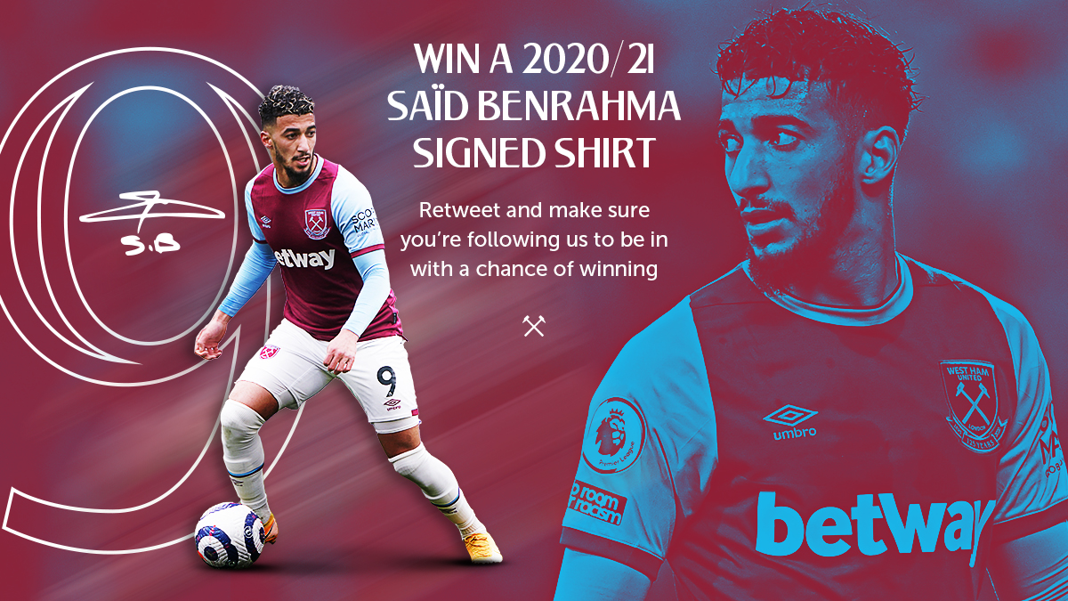 WestHamHelp's tweet image. ⚒️| Win a 2020/21 Saïd Benrahma signed home shirt.

Retweet and make sure you’re following us to be in with a chance of winning! We will announce the winner early next week.

Good Luck!

#HammersHelp