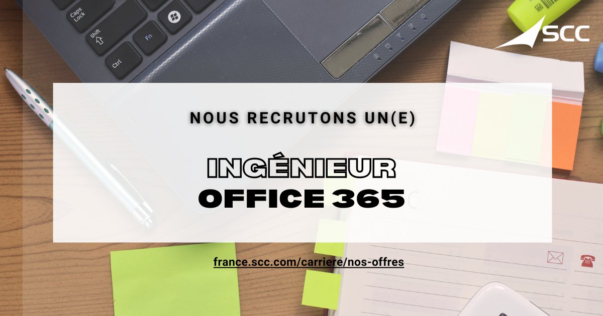 [📣 Job alert]
Notre manager Richard FRANSEN recherche un(e) Ingénieur office 365 pour compléter son équipe à Nantes. 

En savoir plus 👉 lnkd.in/eMu6QfV
💼 Ingénieur office 365
📑 CDI 
📍 Nantes
#job #recrutement #IT #offre #Ingénieur #Office365 #Talents