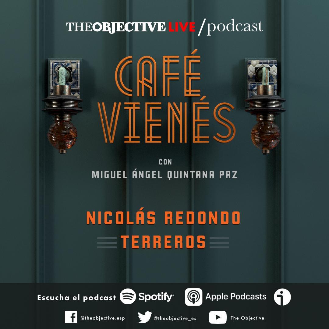 TheObjective_es's tweet photo. Periodismo, cultura y filosofía aunados en un mismo formato: #TOpodcast. @RedondoTerreros estará el viernes 18 en la redacción para conversar con @quintanapaz en un nuevo capítulo de Café Vienés. En directo a las 17:30 y después en todas nuestras redes https://t.co/e11HgICDRO https://t.co/wfdmZ8zNJ7