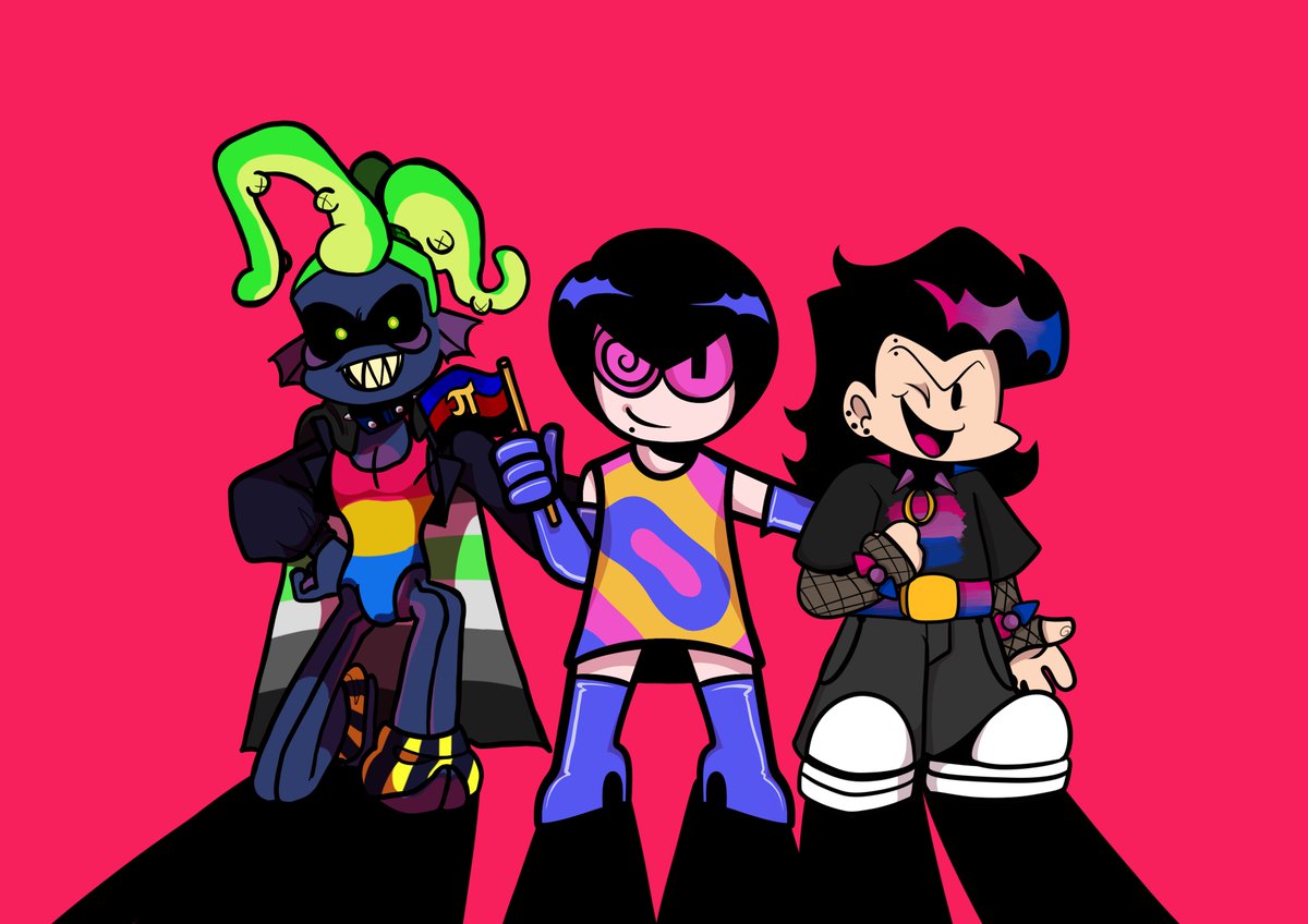 itsrah_xx's tweet photo. Happy Pride Month from the Toxic Week gang๐
Collab with @bkandy625 and @glucosehorror
#fnf #fridaynightfunkin #toxicweek #fnfmod https://t.co/xxQxJfwWji