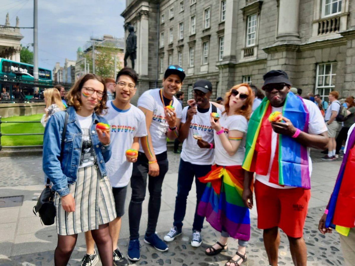 spirasi's tweet photo. Enjoying some Pride-themed donuts from #rollingdonuts @DublinPride #2019 #pride #spirasi #RefugeesWelcome #lifeaftertorture #LGBTQ https://t.co/U5rFP0PaGe