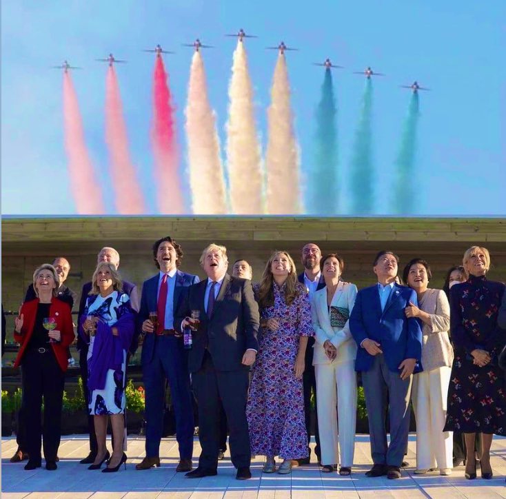 puravalan_org's tweet photo. That G7 meeting was supposed to cherish climate goals. Instead it turned out these hypocrites took private jets to reach and polluted the sky with Fancy Jets. That’s #greenwashing!!
#climatechange 
#G7Cornwall https://t.co/fGWhsbwkiW