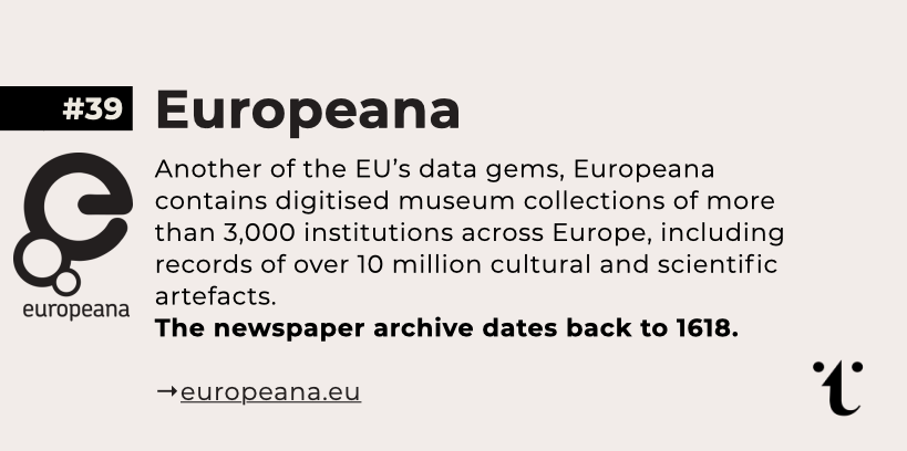 allthecitizens's tweet photo. #39/50 of our daily #OpenSourceToolkit is @Europeanaeu

Europeana is digitising the collections of 3000+ museums, including newspaper archives. 

https://t.co/PHaBQpn460 https://t.co/jJAMv5NHS4