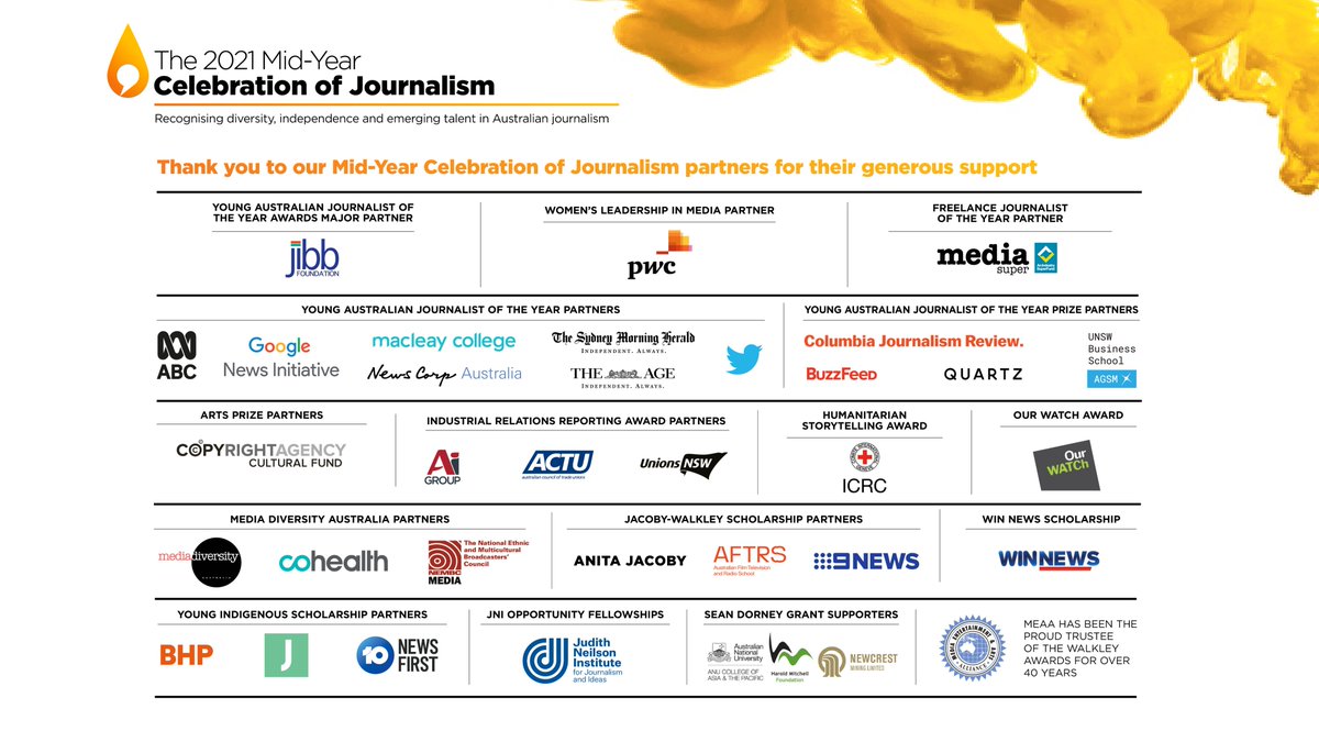 walkleys's tweet photo. Thanks to all our partners! This evening would not be possible without their support. #Walkleys https://t.co/W185dNY037