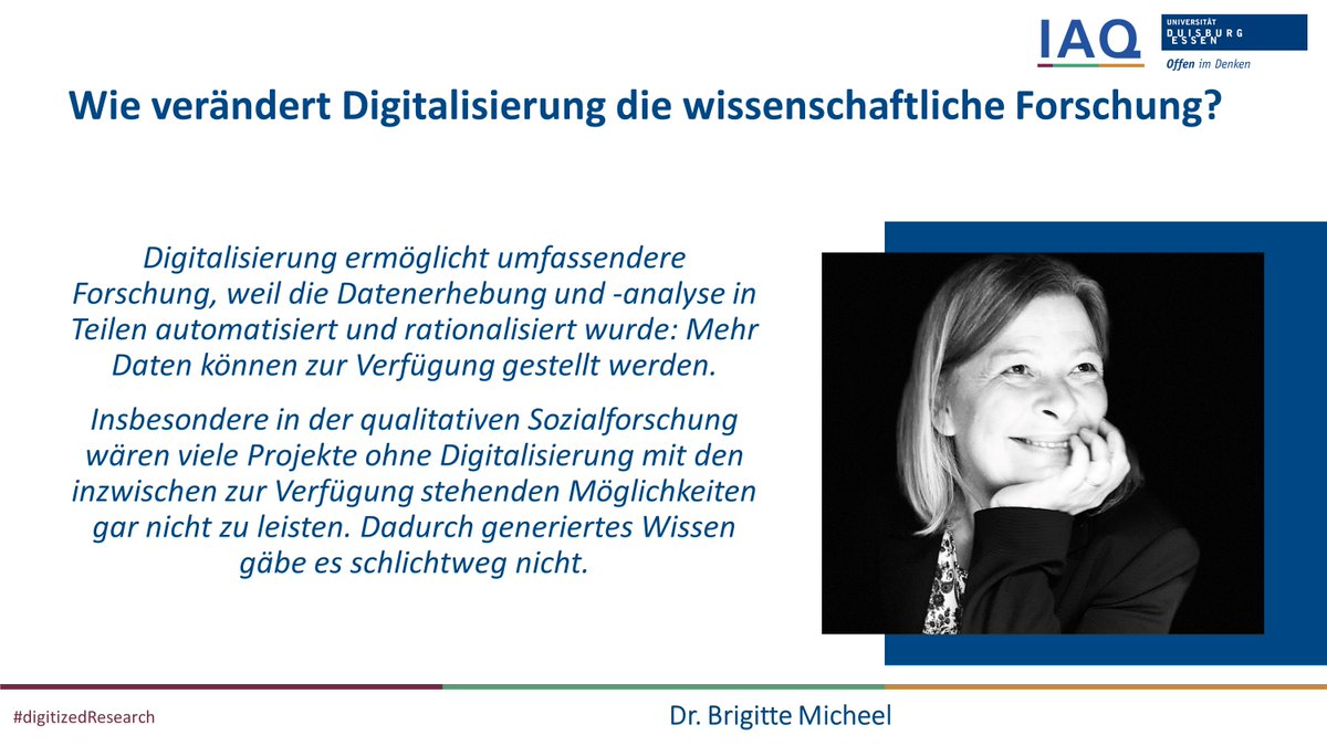 BEST_IAQ's tweet photo. Nicht nur die #Datenerhebung, auch die darauffolgenden Schritte verlaufen digital gestützt. Programme für verschiedene Analysemethoden sind aus der Forschungspraxis laut Dr. Brigitte Micheel nicht mehr wegzudenken.
#digitizedResearch #Digitaltag https://t.co/YMJrhzPVYu