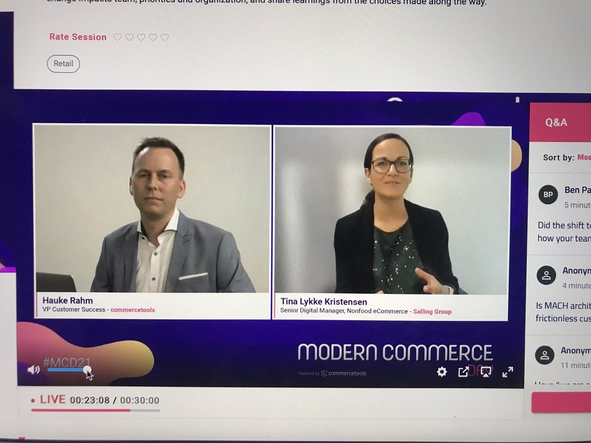 Camille_Cha's tweet image. Modern Commerce Day is live with @haukerahm and Tina from Salling Group ! #mach #commercetools #ecommerce #mcd