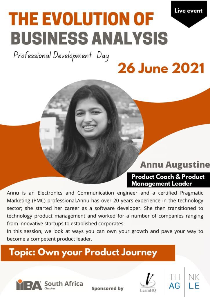 IIBASA's tweet photo. Own Your Product Journey: with Annu Augustine  one our amazing speaker lineup.

Personal Development Day: 26 JUNE 2021🗓

Book your spot today 👇🏼

https://t.co/UUbQi4S4U9 https://t.co/hE7fiHWky4
