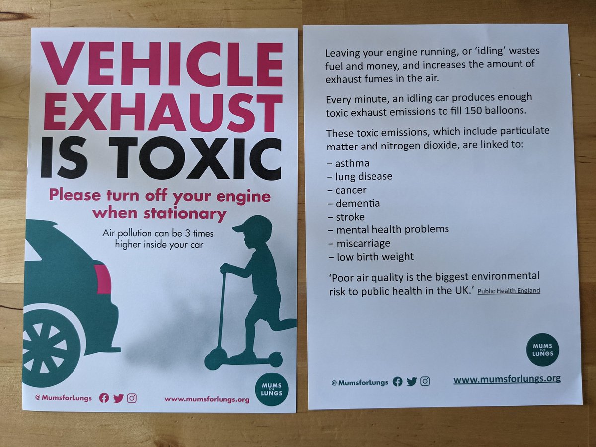 Thanks so much to @MumsForLungs for these #idling leaflets ahead of #CleanAirDay tomorrow