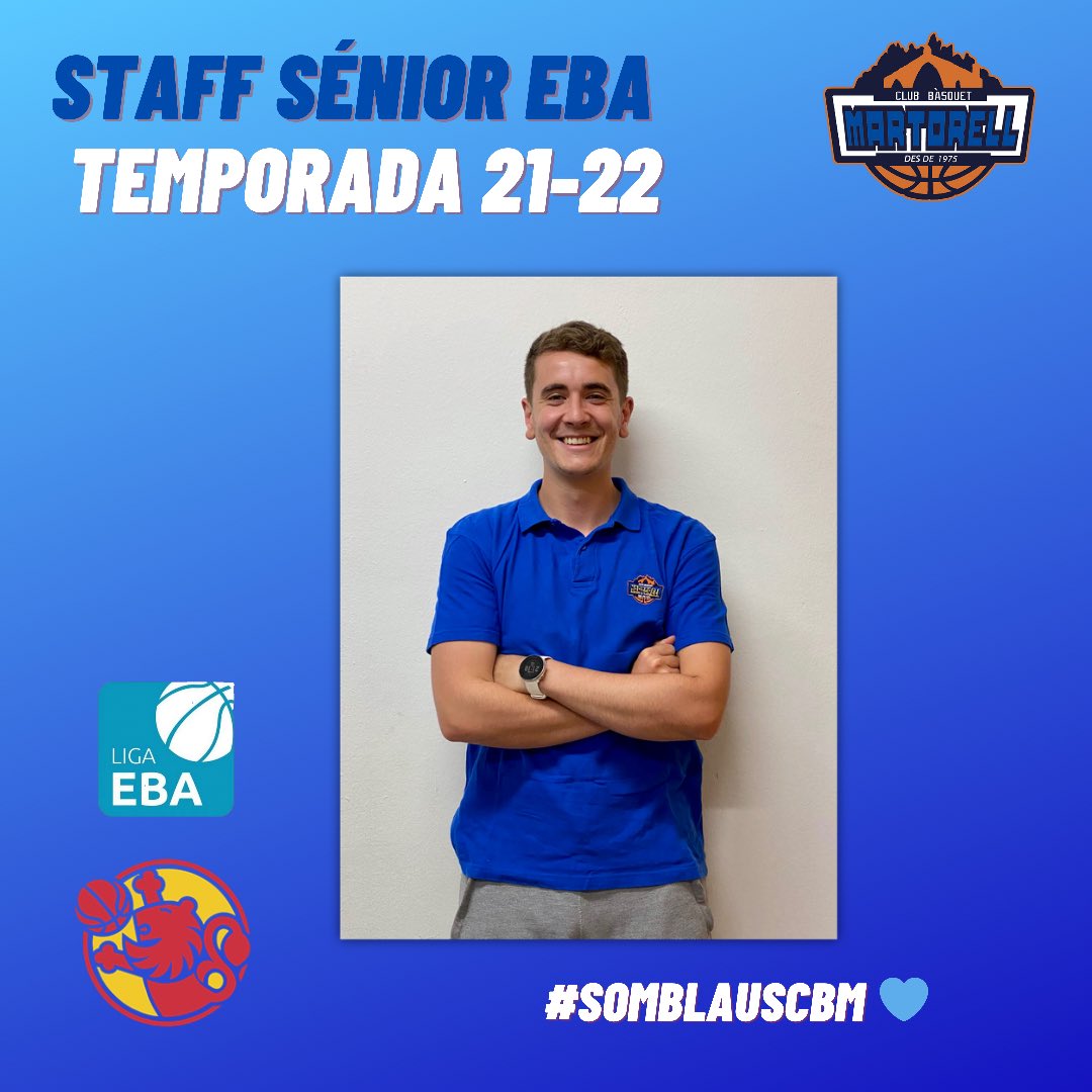 CB_Martorell's tweet photo. STAFF TÈCNIC‼️📣 

▶️El club presenta l’Staff tècnic del primer equip masculí a Lliga EBA per a la temporada 2021-2022. Es tracta de Jordi Pi, qui continuarà a la banqueta blava per quarta temporada consecutiva, i Manu Hernández, que torna després del seu pas pel CB Santfeliuenc. https://t.co/Mv1op5Infh