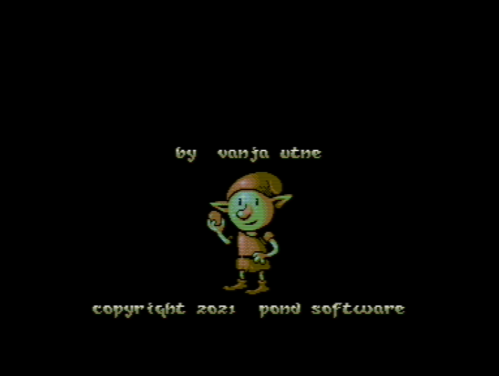 A title screen without a title. #Goblin is a bit too generic, Potato Quest is taken. Got to come up with something soon. Our Spectrum friends will surely appreciate these lovely shades of brown. No double width pixels this time, though. #Commodore #C64 #8bit #gamedev #indiedev
