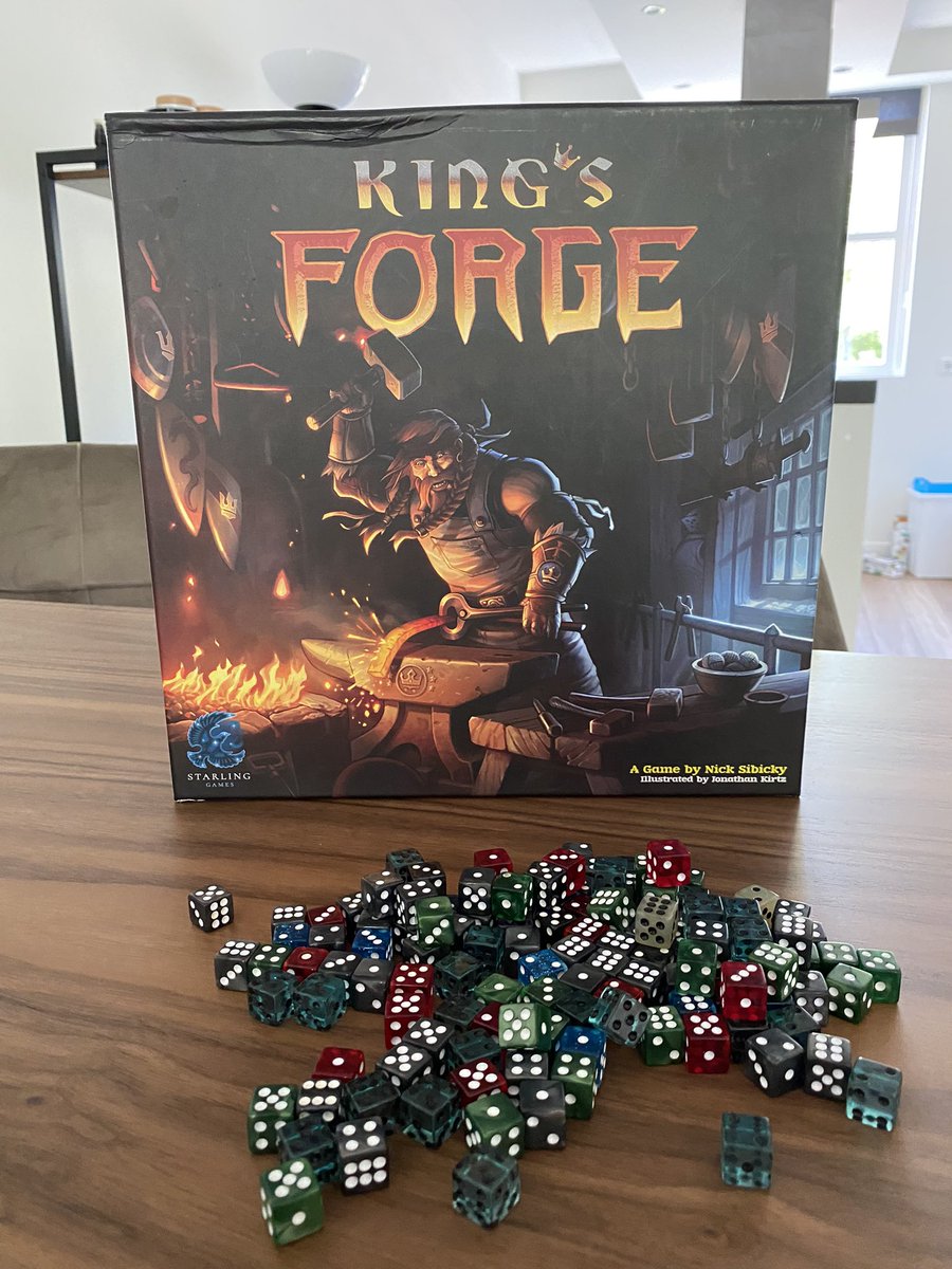 BoardGamesTeam's tweet photo. Kings Forge with the Glasswork and the Apprentices expansion! @starlinggames 🎲

Playing it with 3 players is our favorite. Things can change any minute! 🤩

 #boardgames #boardgamers #tabletopgames #kingsforgeglass #kingsforge #kingsforgeapprentices #starlinggames https://t.co/b7qhGF54Xf