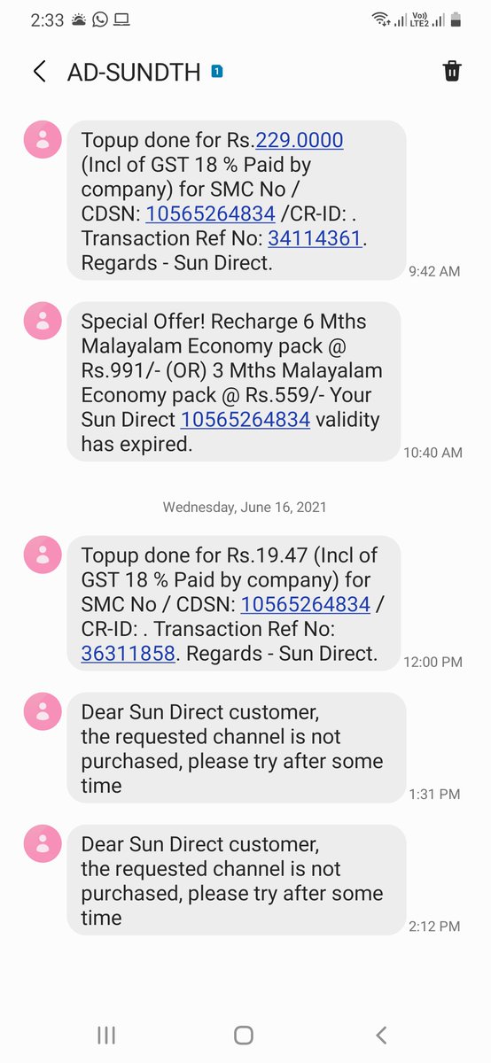 clintsman's tweet image. i have purchased a package from sundirect when i requested for activation it shows i havn't purchased. Tried reaching customer care no on is responding. worst service...